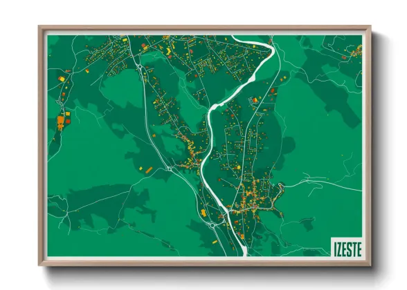 Une affiche de carte sur Izeste