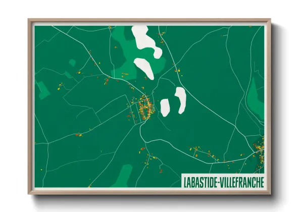 Une affiche de carte sur Labastide-Villefranche
