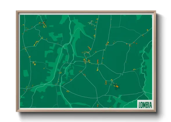 Une affiche de carte sur Lombia