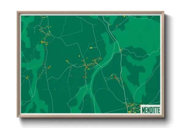 Une affiche de carte sur Menditte