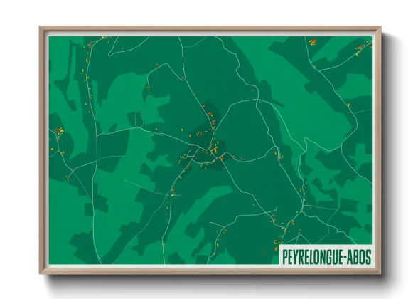 Une affiche de carte sur Peyrelongue-Abos