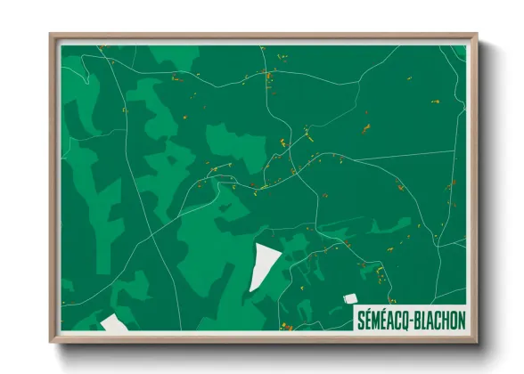 Une affiche de carte sur Séméacq-Blachon