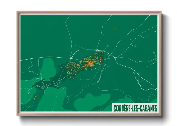 Une affiche de carte sur Corbère-les-Cabanes