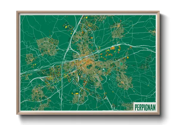 Une affiche de carte sur Perpignan