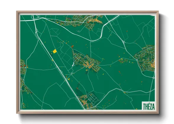 Une affiche de carte sur Théza