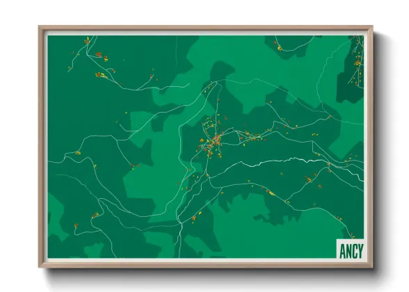 Une affiche de carte sur Ancy