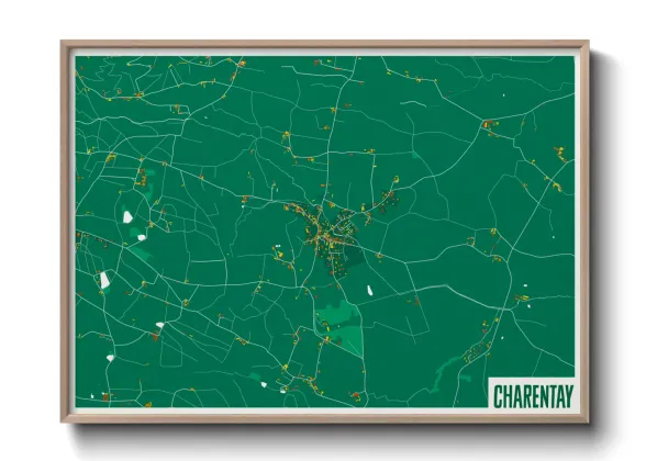 Une affiche de carte sur Charentay