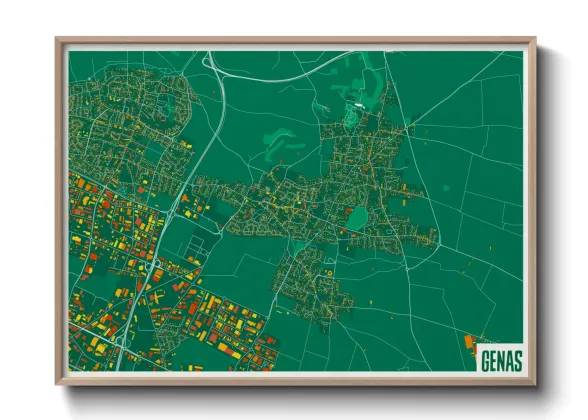 Une affiche de carte sur Genas