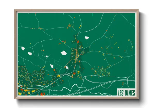 Une affiche de carte sur Les Olmes