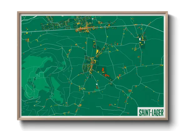 Une affiche de carte sur Saint-Lager