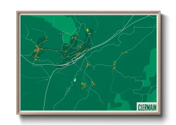 Une affiche de carte sur Clermain