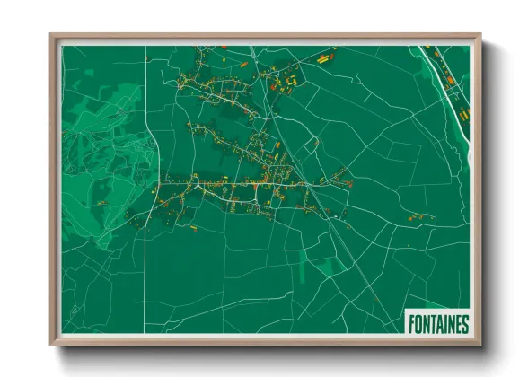 Une affiche de carte sur Fontaines