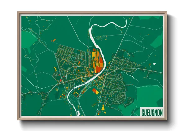 Une affiche de carte sur Gueugnon