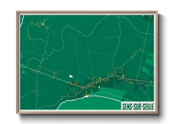 Une affiche de carte sur Sens-sur-Seille