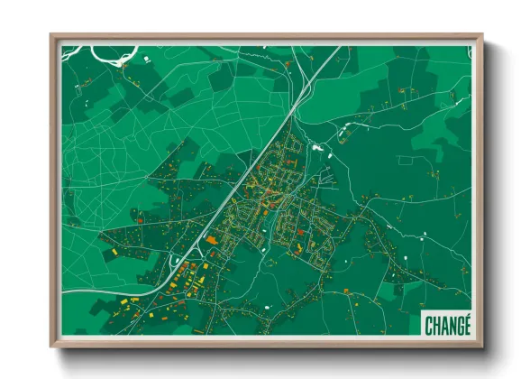 Une affiche de carte sur Changé