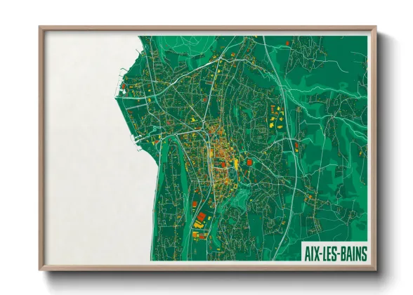 Une affiche de carte sur Aix-les-Bains