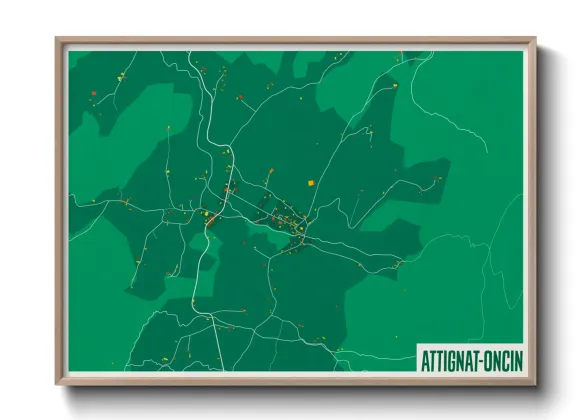 Une affiche de carte sur Attignat-Oncin