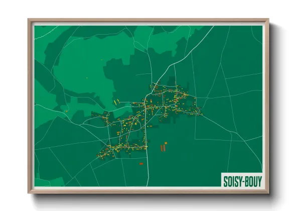 Une affiche de carte sur Soisy-Bouy