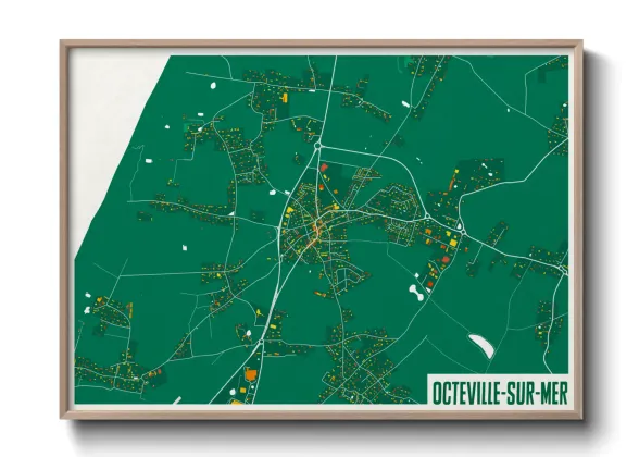 Une affiche de carte sur Octeville-sur-Mer