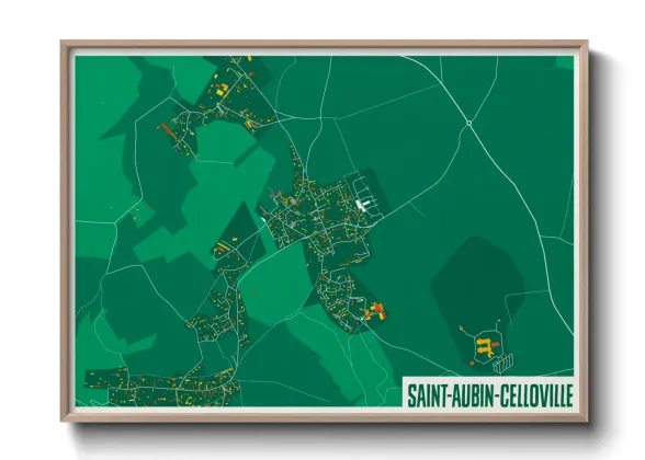 Une affiche de carte sur Saint-Aubin-Celloville