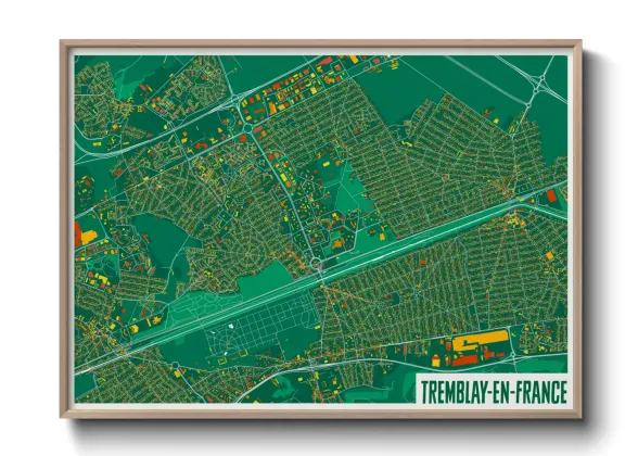 Une affiche de carte sur Tremblay-en-France