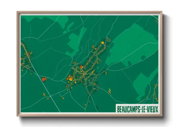 Une affiche de carte sur Beaucamps-le-Vieux
