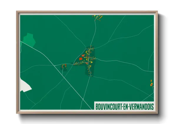 Une affiche de carte sur Bouvincourt-en-Vermandois
