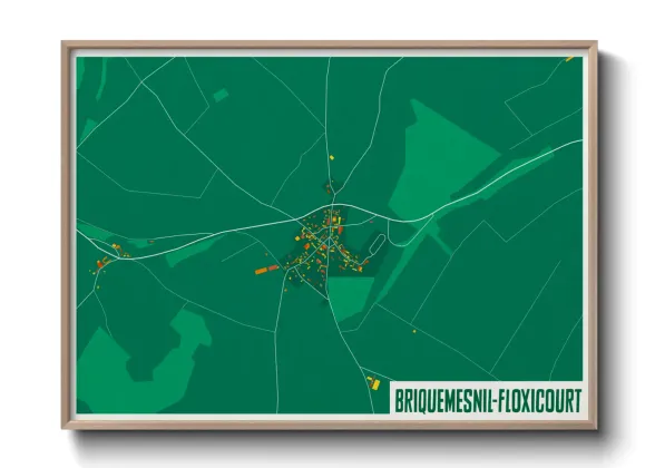 Une affiche de carte sur Briquemesnil-Floxicourt