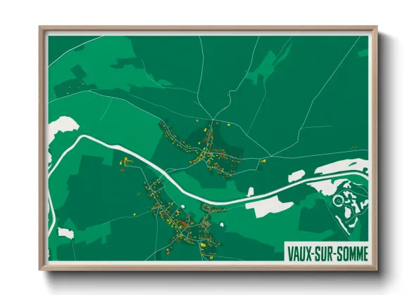 Une affiche de carte sur Vaux-sur-Somme