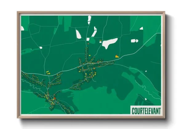 Une affiche de carte sur Courtelevant