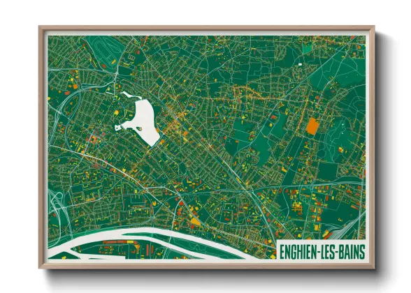 Une affiche de carte sur Enghien-les-Bains