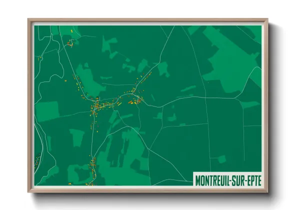 Une affiche de carte sur Montreuil-sur-Epte