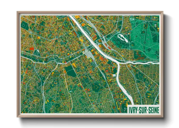 Une affiche de carte sur Ivry-sur-Seine