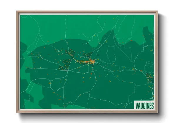Une affiche de carte sur Vaugines