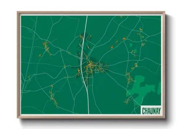 Une affiche de carte sur Chaunay