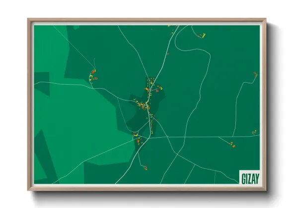 Une affiche de carte sur Gizay