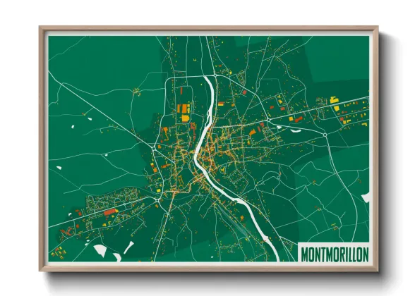 Une affiche de carte sur Montmorillon