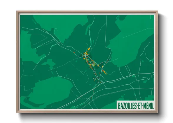 Une affiche de carte sur Bazoilles-et-Ménil