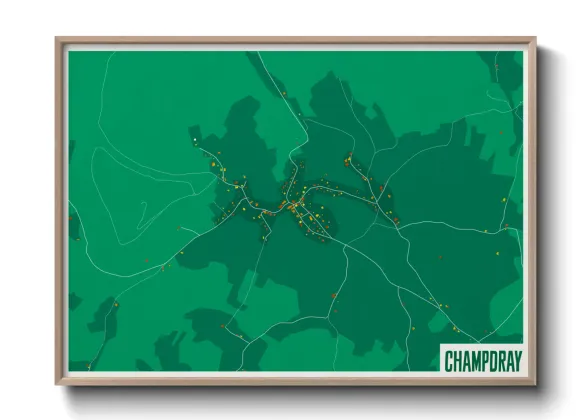 Une affiche de carte sur Champdray