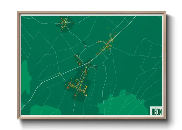 Une affiche de carte sur Béon