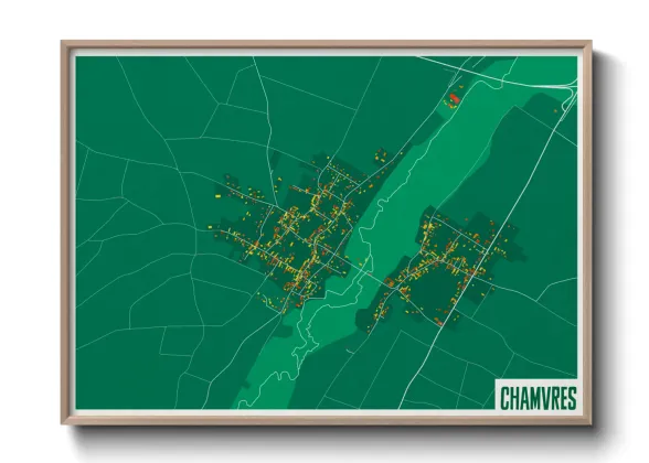 Une affiche de carte sur Chamvres