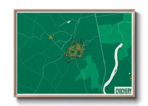 Une affiche de carte sur Chichery