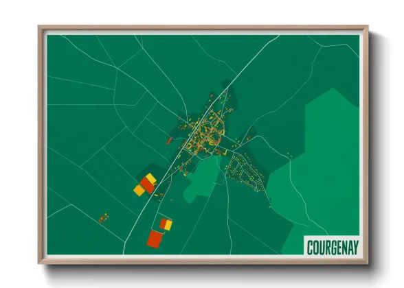 Une affiche de carte sur Courgenay
