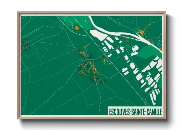 Une affiche de carte sur Escolives-Sainte-Camille