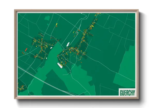 Une affiche de carte sur Guerchy