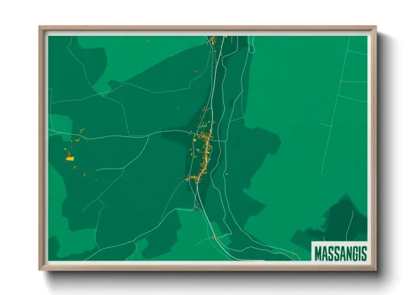 Une affiche de carte sur Massangis