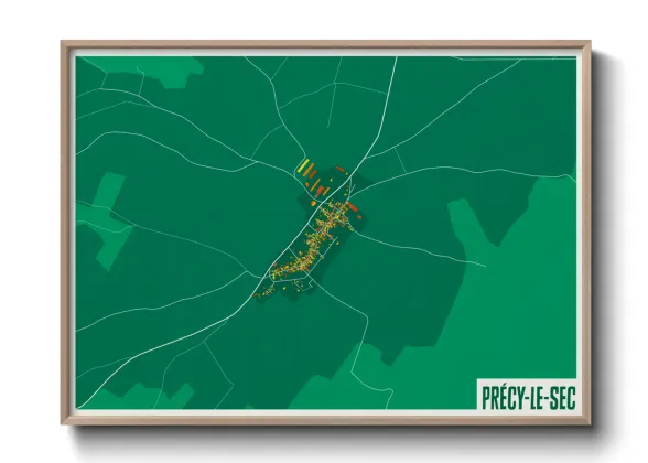 Une affiche de carte sur Précy-le-Sec