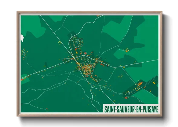 Une affiche de carte sur Saint-Sauveur-en-Puisaye