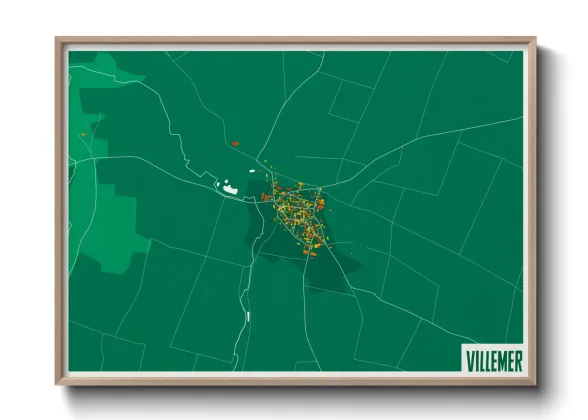 Une affiche de carte sur Villemer