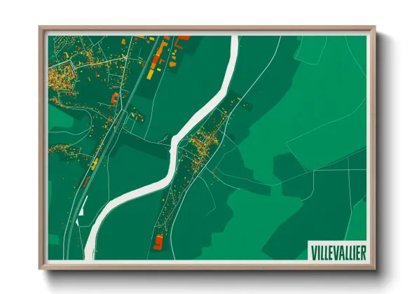 Une affiche de carte sur Villevallier
